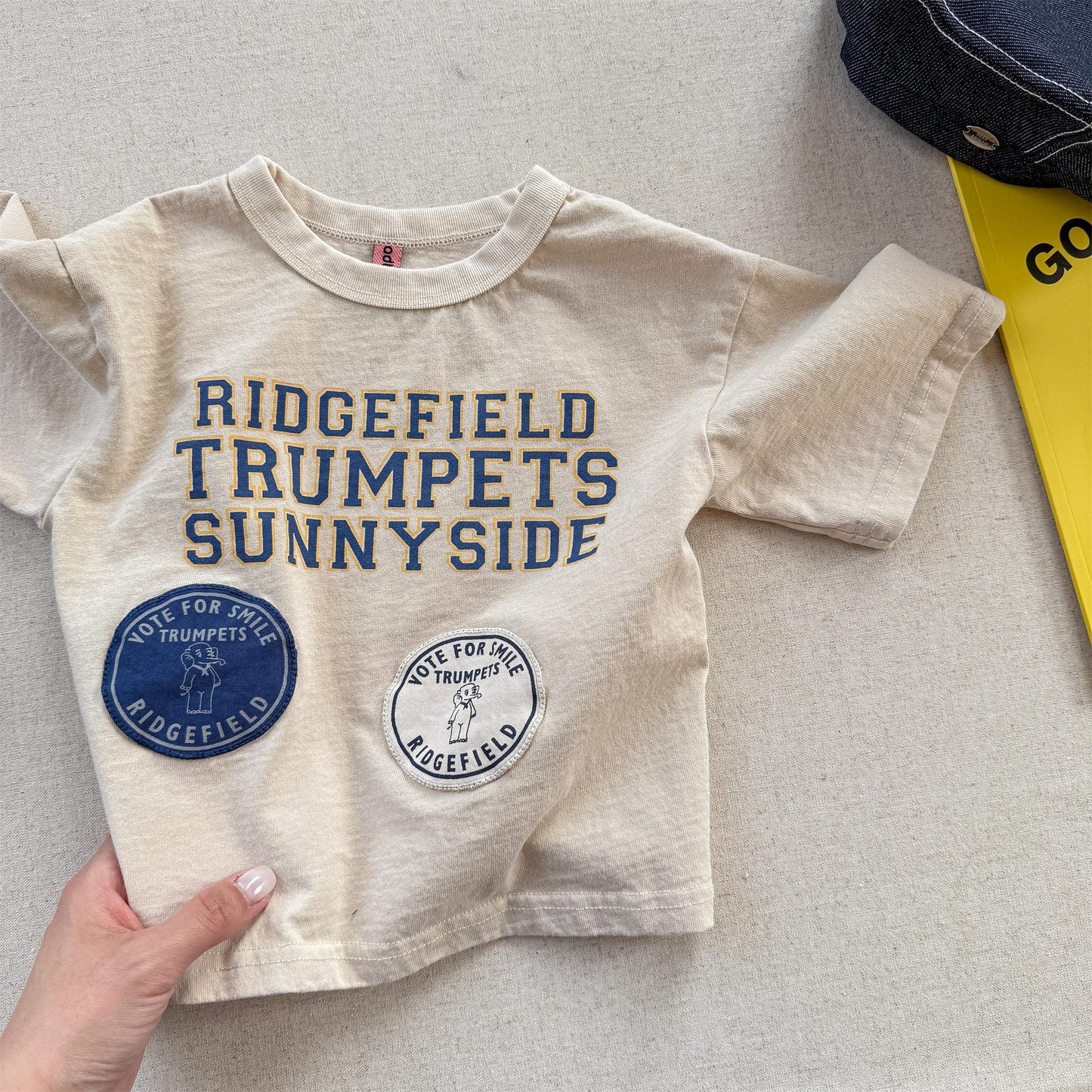 半袖Tシャツ Beige / 80cm レターロゴプリント半袖Tシャツ【mh0010136】