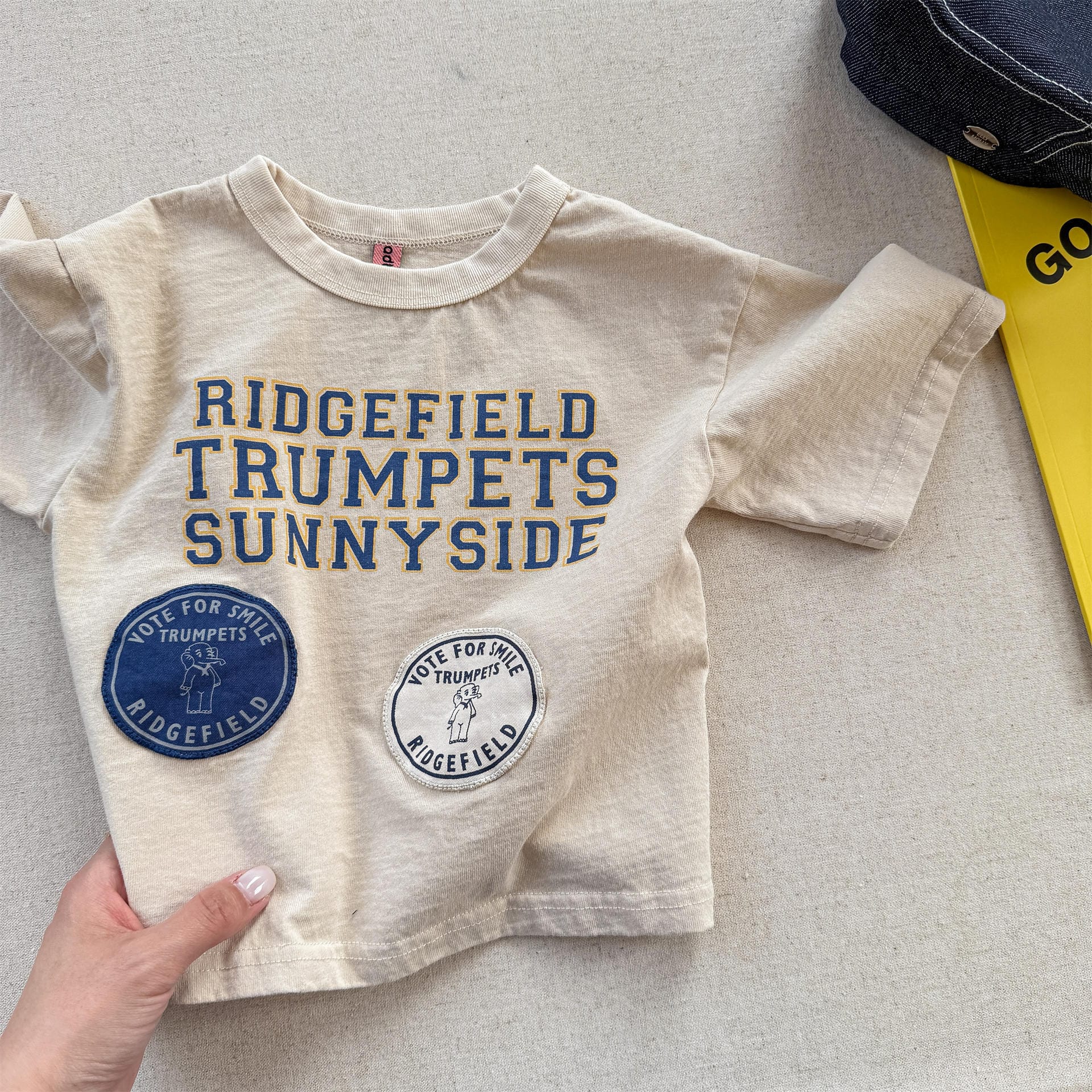 半袖Tシャツ Beige / 80cm レターロゴプリント半袖Tシャツ【mh0010136】