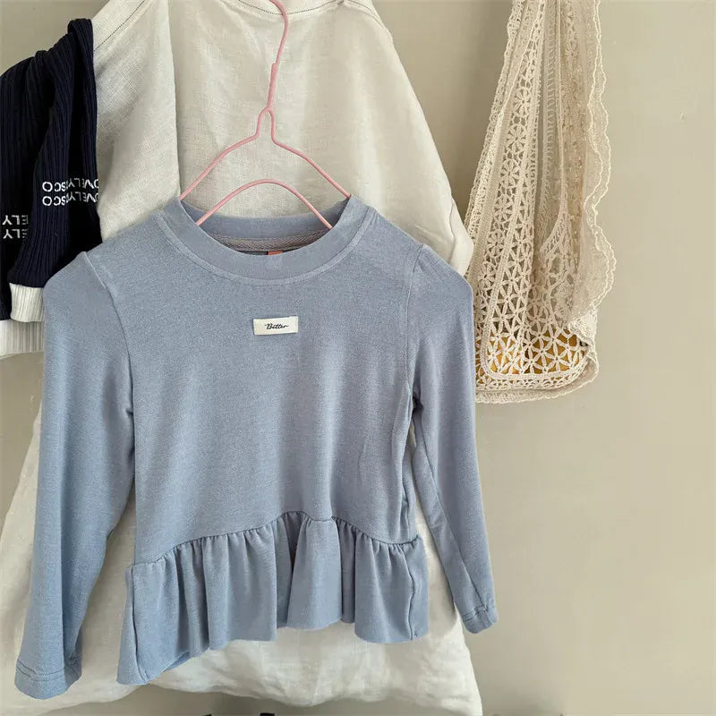 長袖Tシャツ Blue / 12M (80) キッズトップス ペプラムフリル長袖チュニックTシャツ【mh0008963】