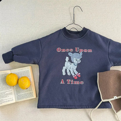 長袖Tシャツ Blue / 24M  90CM キッズトップス キャラクタープリント裏フリース長袖スウェットシャツ【mh0008198】