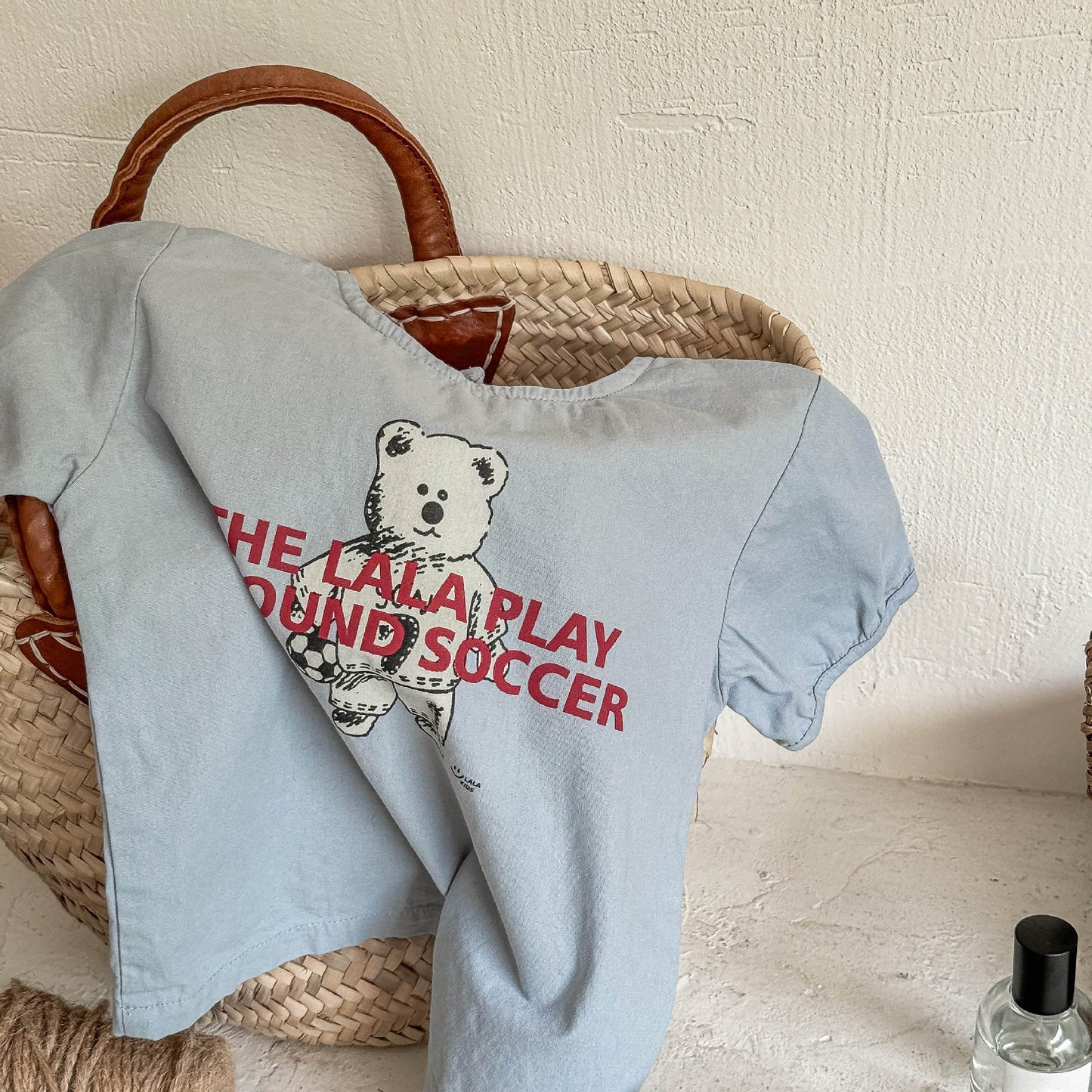 半袖Tシャツ Blue / 80cm ベアくま/ドッグ犬プリント半袖Tシャツ【mh0009378】