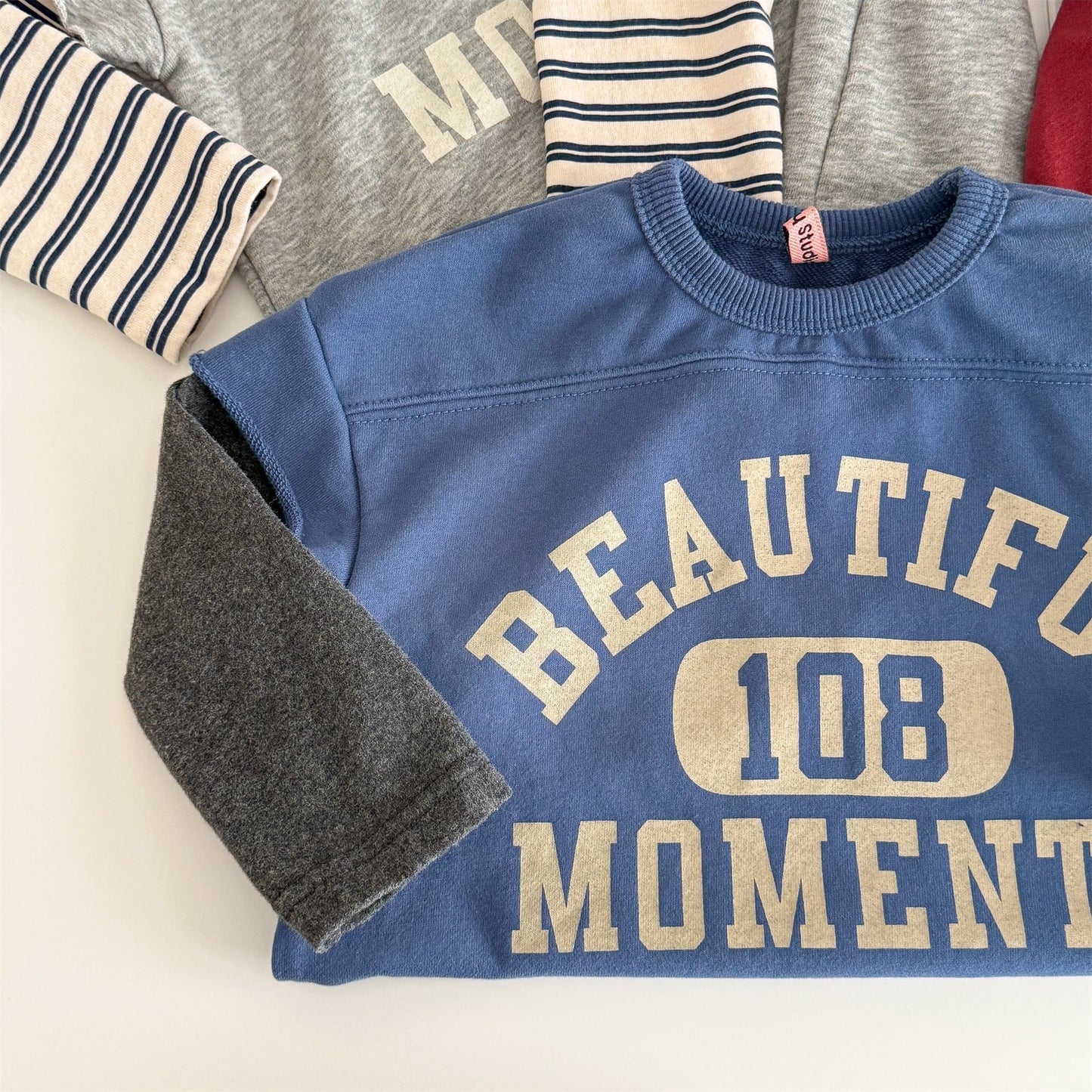 長袖Tシャツ Blue / 80cm ロゴプリントベストドッキング長袖Tシャツ スウェット【mh0010806】