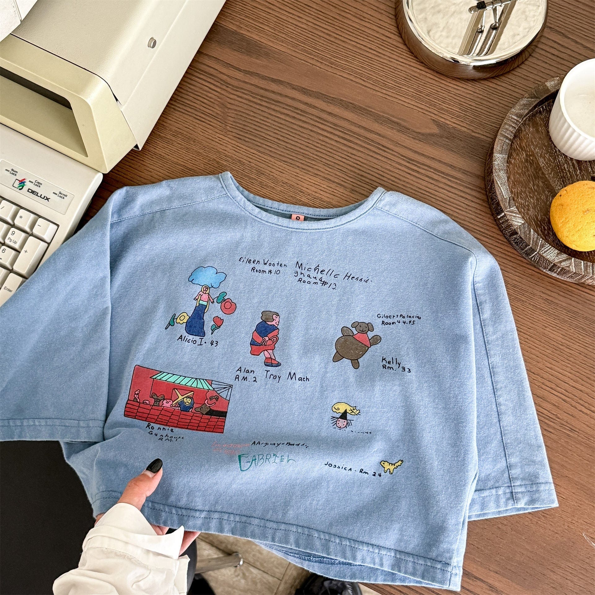 長袖Tシャツ Blue / 80cm イラストプリント長袖Tシャツ スウェット【mh0010807】