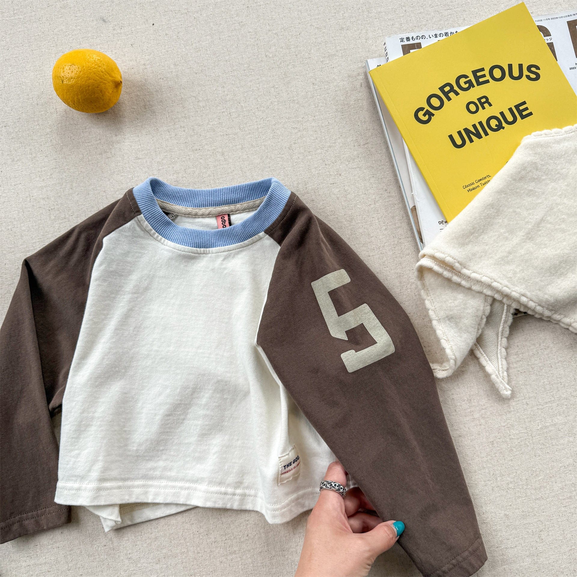 長袖Tシャツ Cocoa / 80cm カラフルパッチワーク長袖Tシャツ【mh0010624】