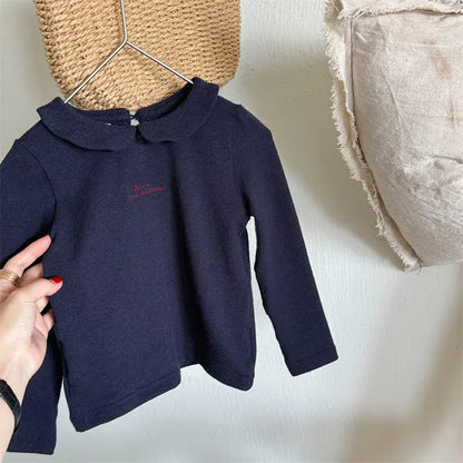 長袖Tシャツ Dark Blue / 12M  80CM キッズトップス 長袖丸襟Tシャツ ブラウス 4カラー【mh0006614】