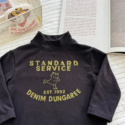 長袖Tシャツ Dark Gray / 12M  80CM キッズトップス プリント柄ハイネックボトルネックフリース長袖Tシャツ【mh0008468】