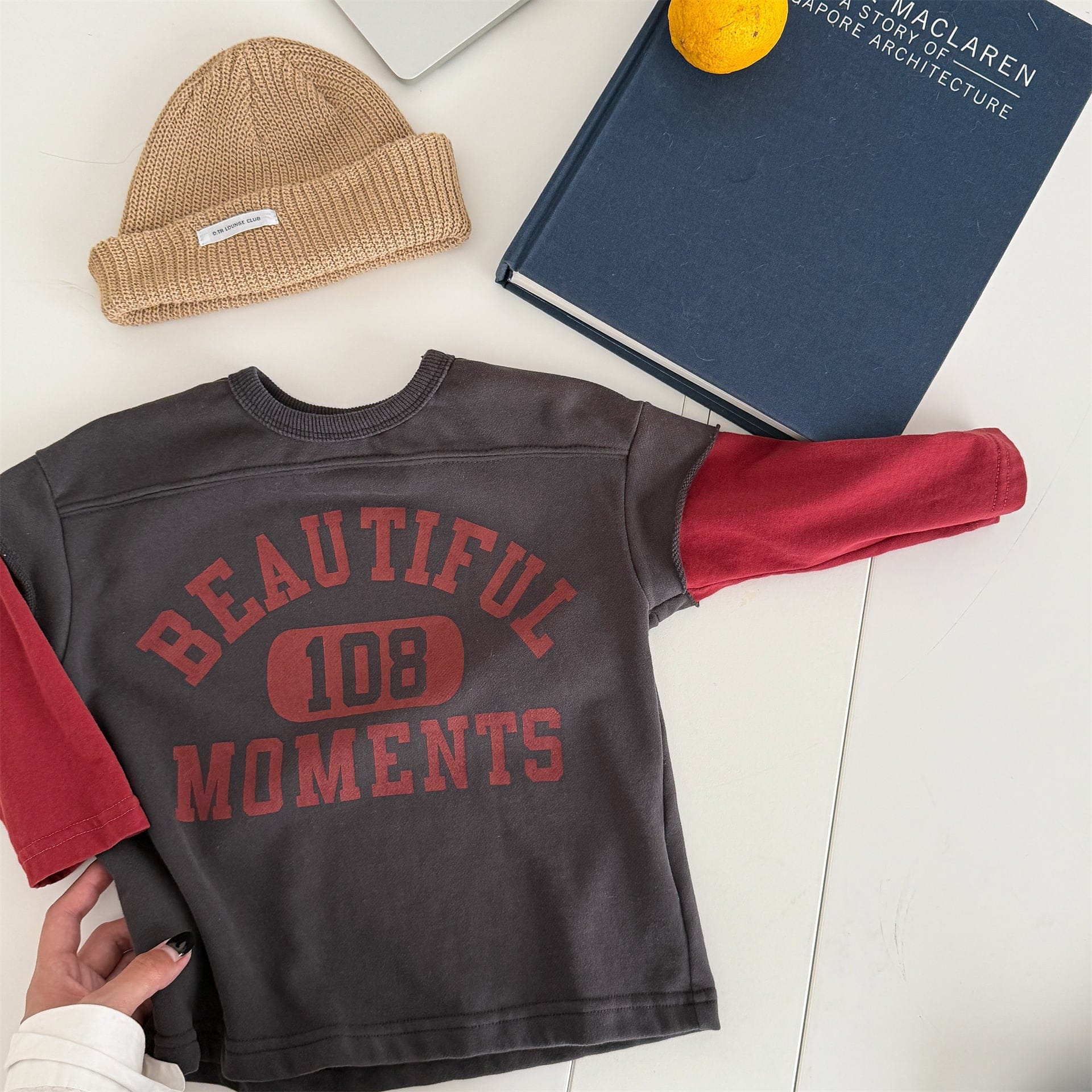 長袖Tシャツ Dark Gray / 80cm ロゴプリントベストドッキング長袖Tシャツ スウェット【mh0010806】