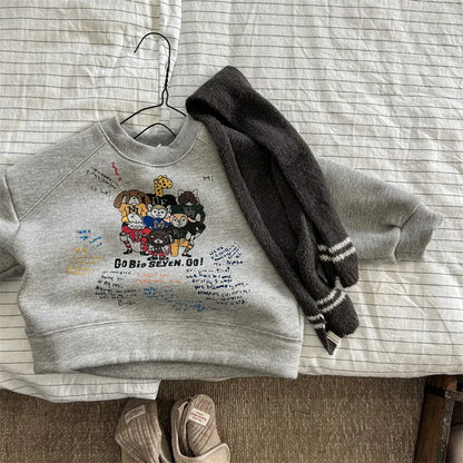 長袖Tシャツ Gray / 12M  80CM キッズトップス アニマルプリント裏フリース長袖スウェットシャツ【mh0008436】