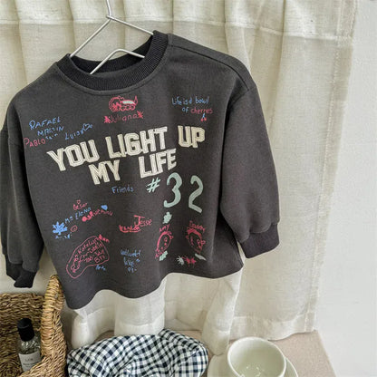 長袖Tシャツ Gray / 12M  80CM キッズトップス 長袖Tシャツ スウェットシャツ 刺繍プリントロゴ 2カラー【mh0006622】