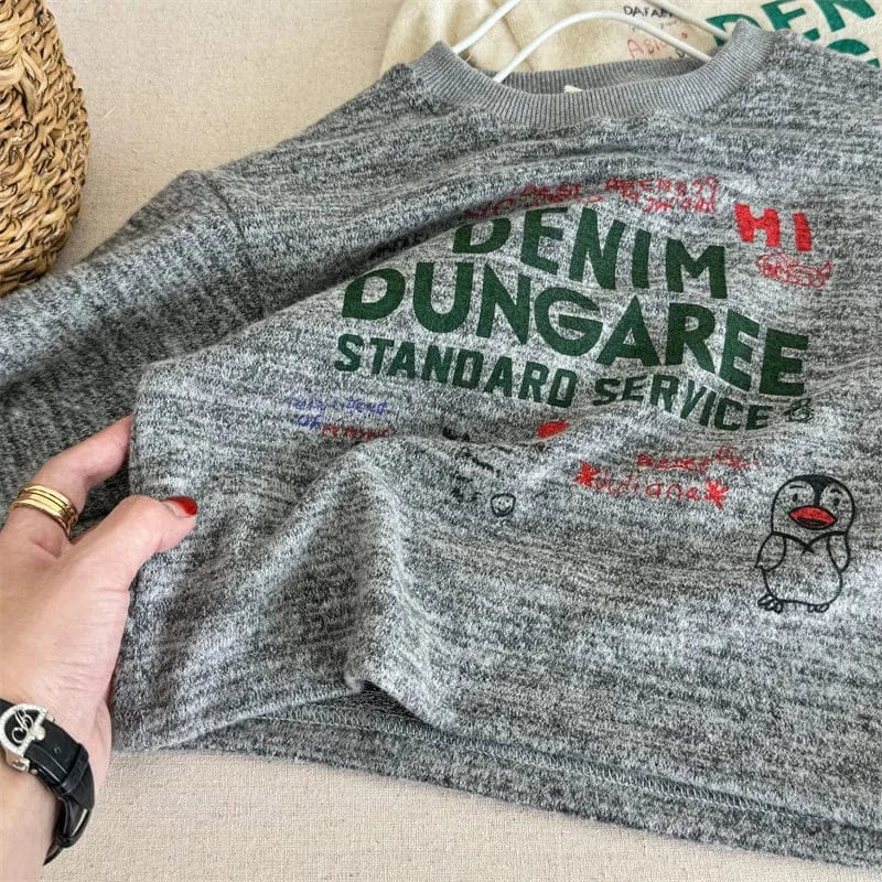 長袖Tシャツ Gray / 12M  80CM キッズトップス 長袖Tシャツ レターロゴペンギンプリント 2カラー【mh0006625】