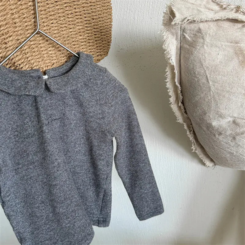 長袖Tシャツ Gray / 12M  80CM キッズトップス 長袖丸襟Tシャツ ブラウス 4カラー【mh0006614】