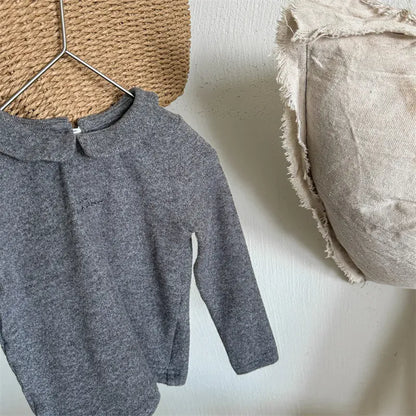 長袖Tシャツ Gray / 12M  80CM キッズトップス 長袖丸襟Tシャツ ブラウス 4カラー【mh0006614】