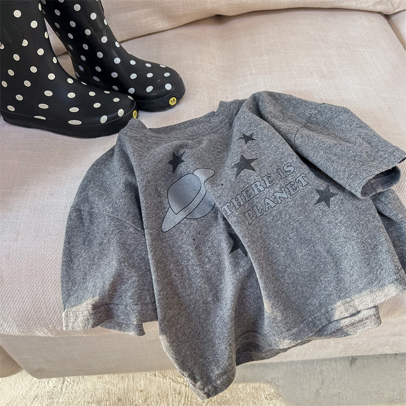 半袖Tシャツ Gray / 80cm Space Print Short Sleeve T-Shirt 宇宙 スペース 半袖 Tシャツ【mh0012001】