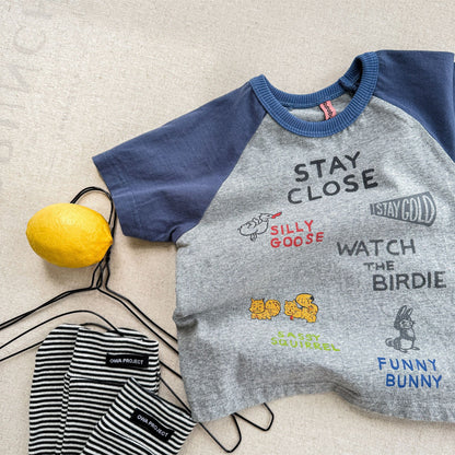 半袖Tシャツ Gray / 80cm お絵描きプリントラグラン半袖Tシャツ【mh0010140】