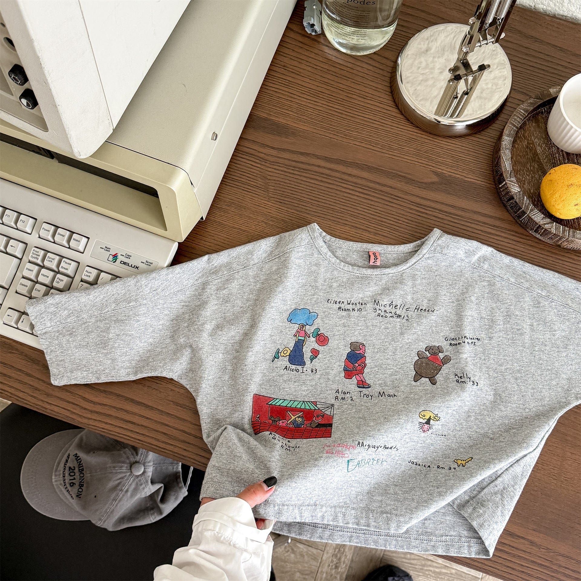 長袖Tシャツ Gray / 80cm イラストプリント長袖Tシャツ スウェット【mh0010807】