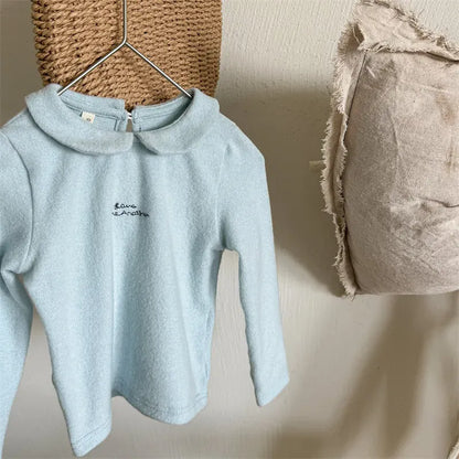 長袖Tシャツ Light Blue / 12M  80CM キッズトップス 長袖丸襟Tシャツ ブラウス 4カラー【mh0006614】