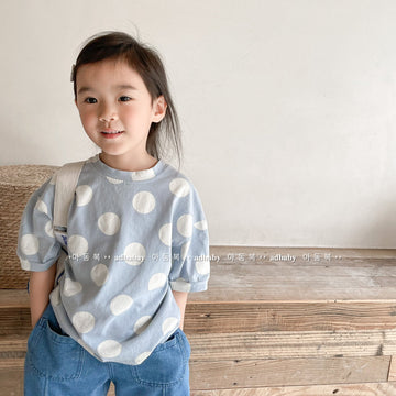 半袖Tシャツ Light Blue / 80cm Polka Dot Short Sleeve T-Shirt ドット柄 半袖Tシャツ【mh0012138】