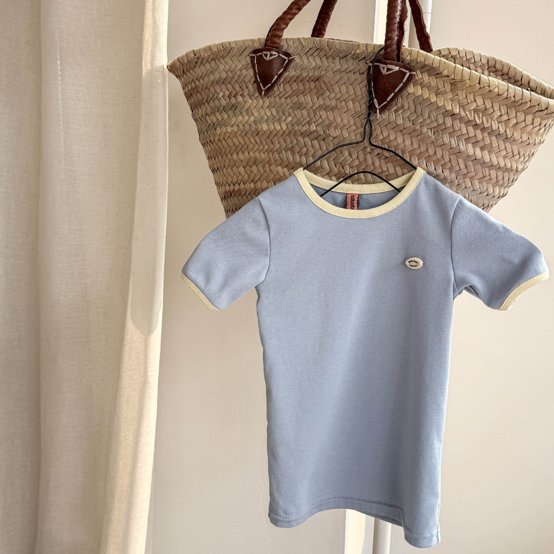 半袖Tシャツ Light Blue / 80cm 半袖シンプルロングTシャツミニワンピース【mh0009398】