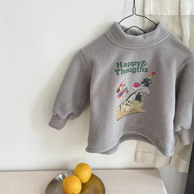 長袖Tシャツ Light Gray / 12M  80CM キッズトップス キャラクタープリントフリース長袖プルオーバーTシャツ【mh0007960】