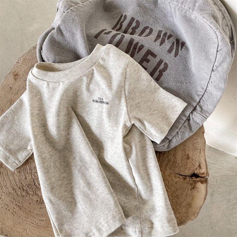 半袖Tシャツ Light Gray / 80cm Letter Logo Short Sleeve T-Shirt レターロゴ 半袖Tシャツ【mh0012139】