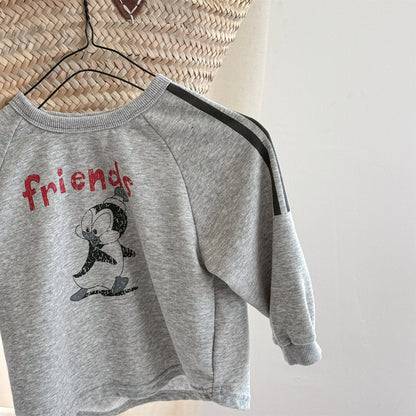 長袖Tシャツ Light Gray / 80cm プリント柄サイドライン長袖Tシャツ【mh0010619】