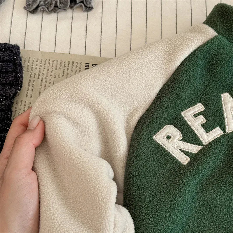 長袖Tシャツ キッズトップス ロゴワッペンフリースラグラン長袖プルオーバー【mh-0008441】