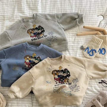 長袖Tシャツ キッズトップス アニマルプリント裏フリース長袖スウェットシャツ【mh0008436】