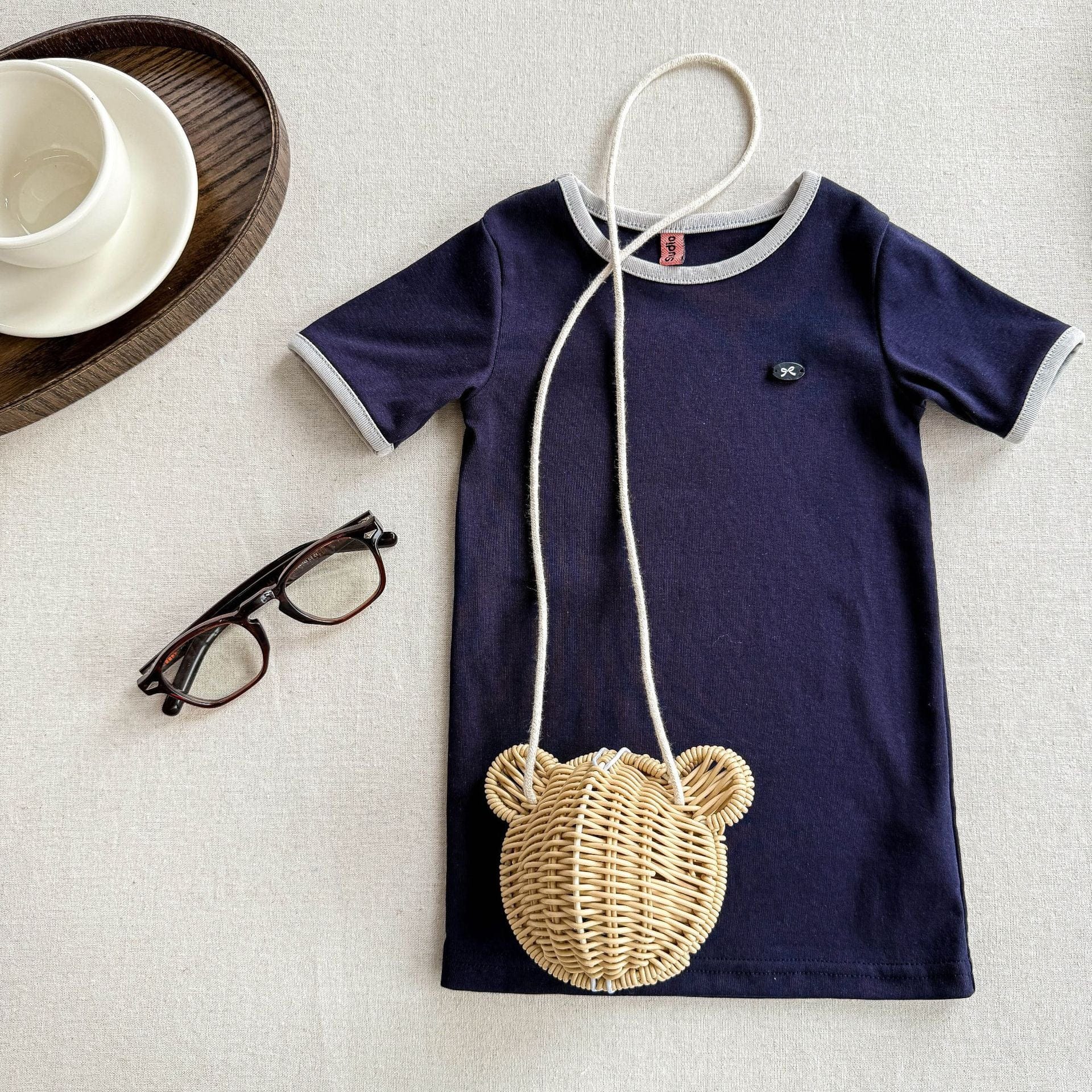 半袖Tシャツ Navy / 80cm 半袖シンプルロングTシャツミニワンピース【mh0009398】