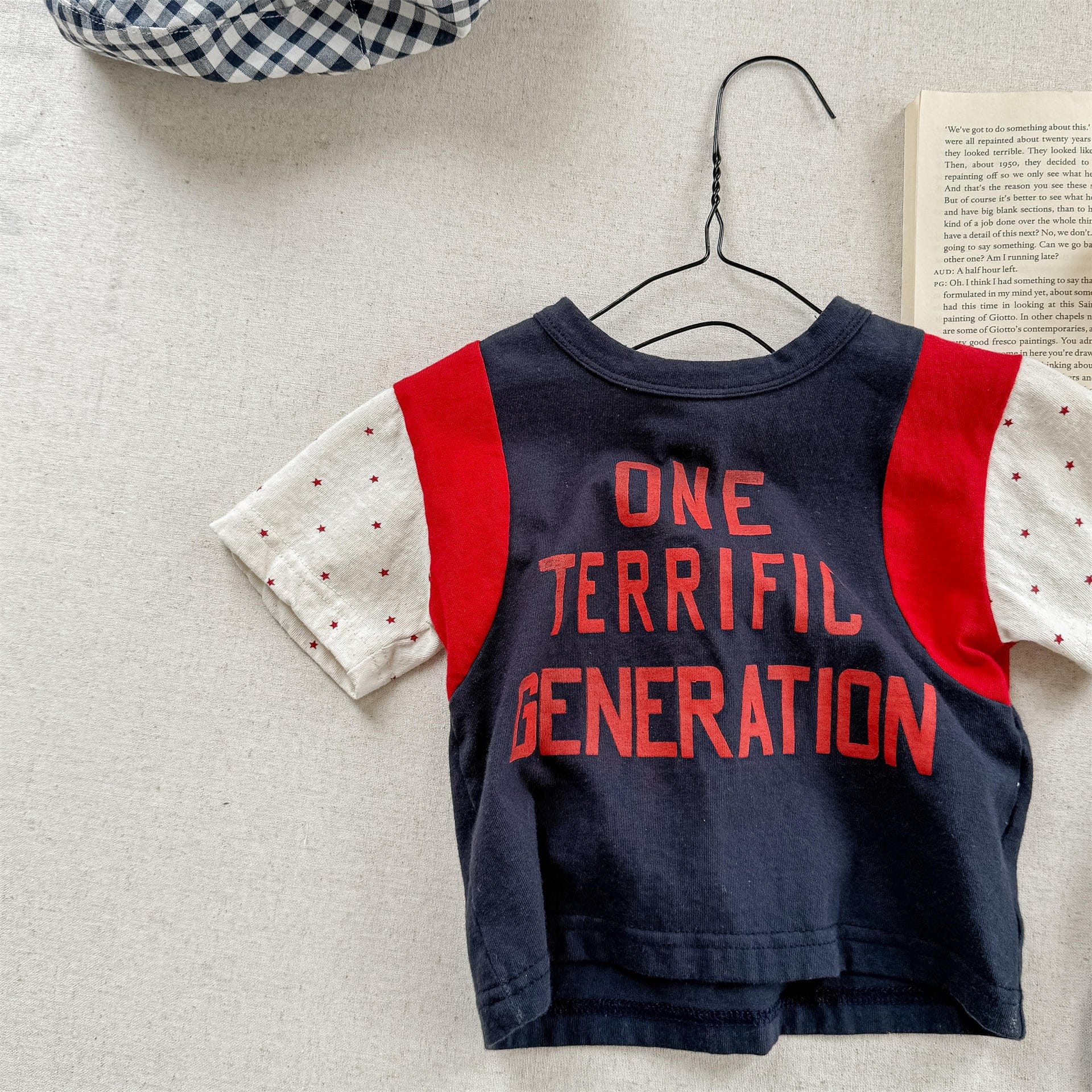 半袖Tシャツ Navy / 80cm レターロゴパッチワーク半袖Tシャツ【mh0010144】