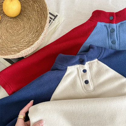 長袖Tシャツ キッズトップス NYロゴフリースラグランパッチワーク長袖Tシャツ【mh0007928】