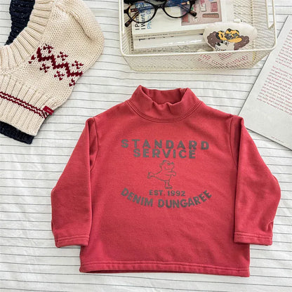 長袖Tシャツ Red / 12M  80CM キッズトップス プリント柄ハイネックボトルネックフリース長袖Tシャツ【mh0008468】