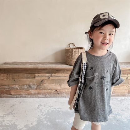 半袖Tシャツ Space Print Short Sleeve T-Shirt 宇宙 スペース 半袖 Tシャツ【mh0012001】