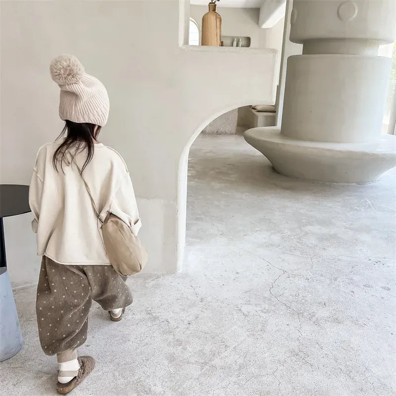 長袖Tシャツ キッズトップス 長袖スウェットTシャツ ルーズシルエット レターロゴプリント 2カラー【mh0006180】