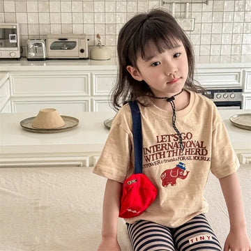 半袖Tシャツ キッズトップス 半袖プリントTシャツ 象 エレファント 3カラー【mh0005433】