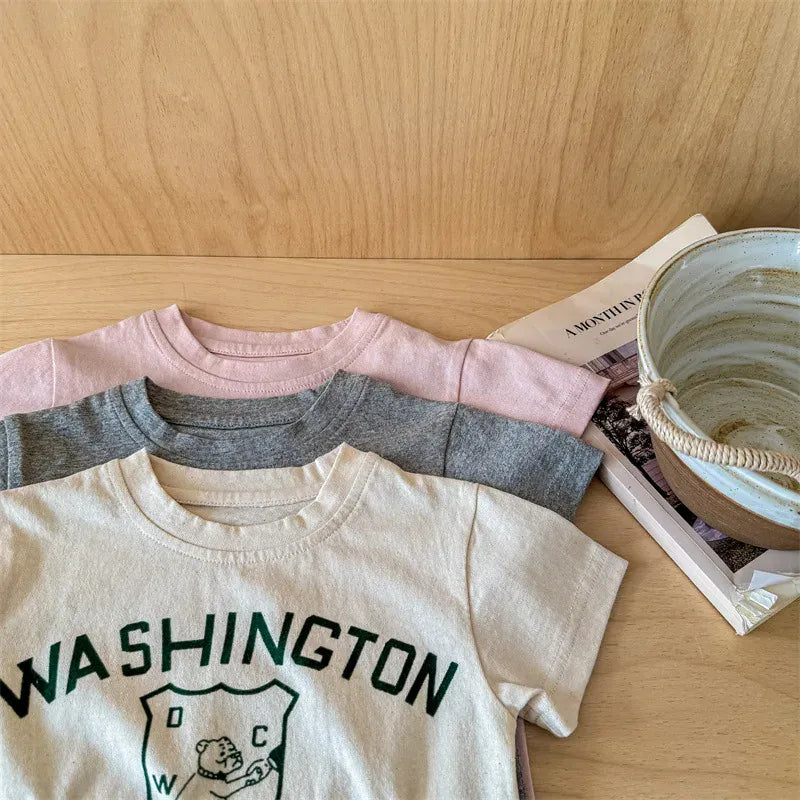 半袖Tシャツ キッズトップス 半袖Tシャツ レターロゴプリント 3カラー【mh0005692】