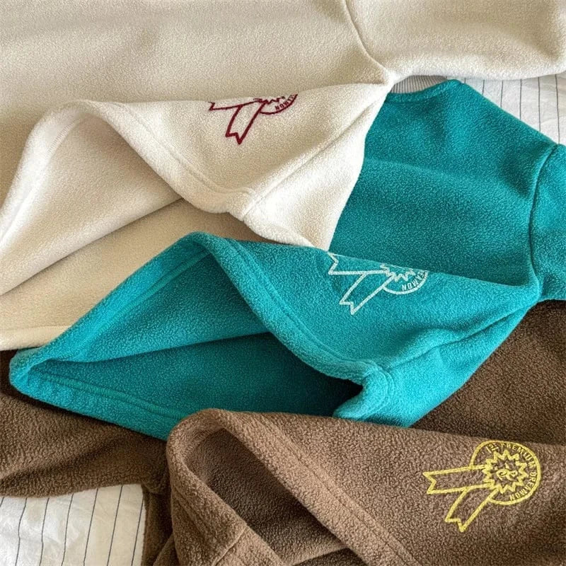 長袖Tシャツ キッズトップス ペンギンレターロゴプリントフリース長袖Tシャツ 3カラー【mh0007568】