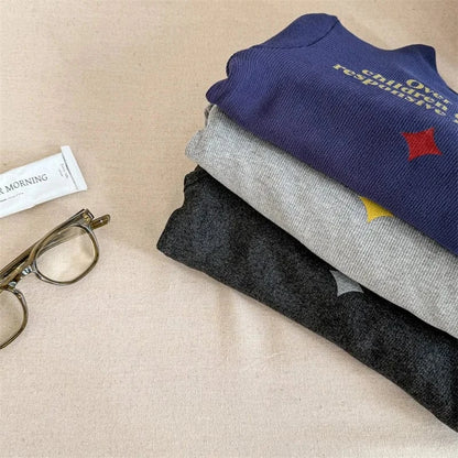 長袖Tシャツ キッズトップス レターロゴプリントボトルネックハイネック長袖Tシャツ【mh0007957】