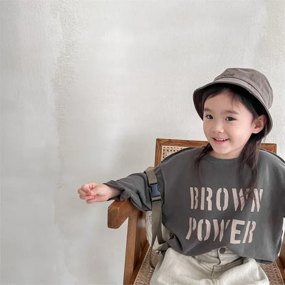 長袖Tシャツ キッズトップス レターロゴプリント長袖スウェットTシャツ【mh0008053】