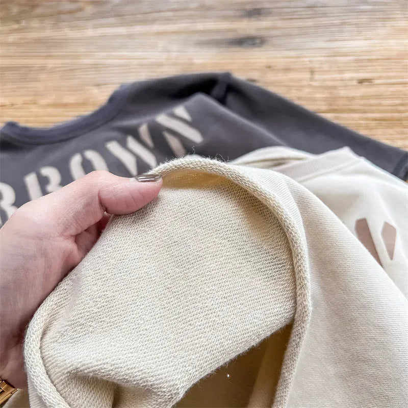 長袖Tシャツ キッズトップス レターロゴプリント長袖スウェットTシャツ【mh0008053】