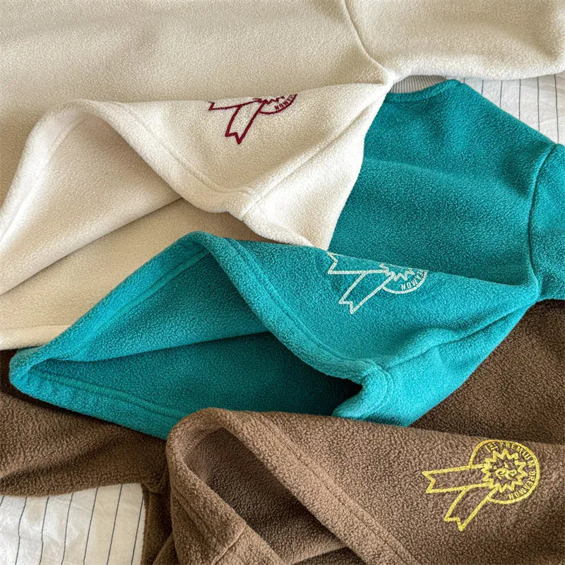 長袖Tシャツ キッズトップス レターロゴプリントフリース長袖Tシャツ【mh0008440】