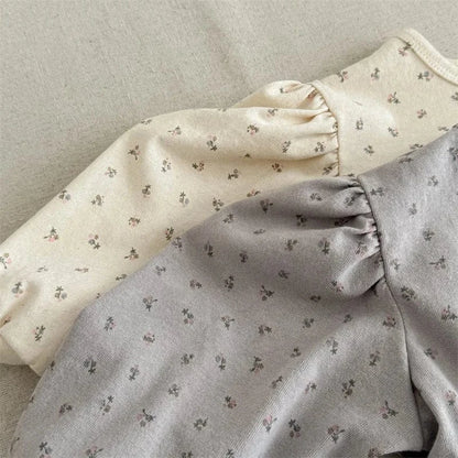 長袖Tシャツ キッズトップス フラワー小花柄プリントチュールペプラムドッキング長袖Tシャツ【mh0008650】