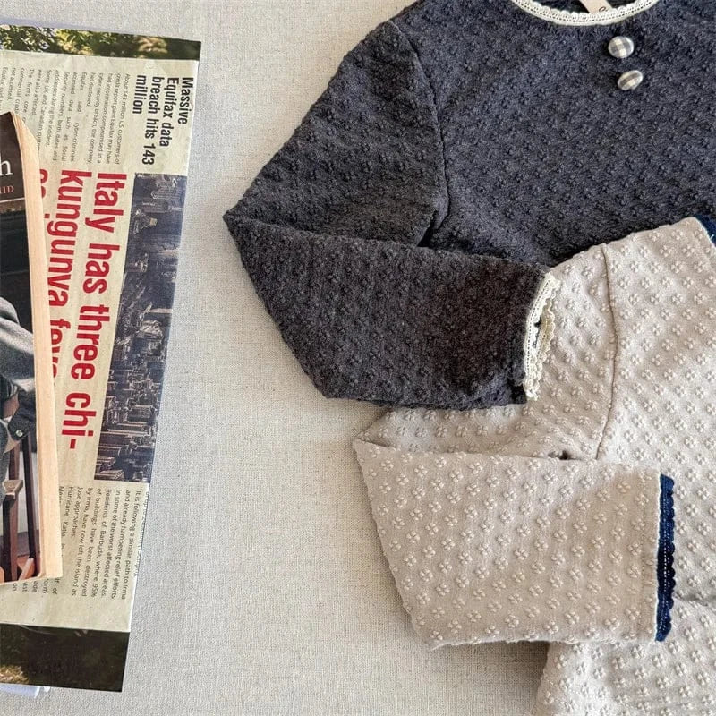 長袖Tシャツ キッズトップス レース縁取り長袖Tシャツ【mh0008654】