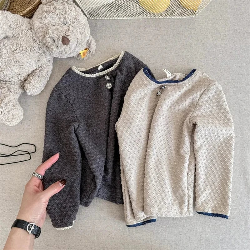 長袖Tシャツ キッズトップス レース縁取り長袖Tシャツ【mh0008654】