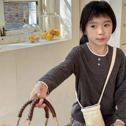 長袖Tシャツ キッズトップス レース縁取り長袖Tシャツ【mh0008654】