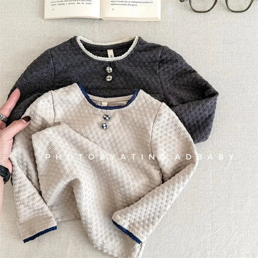 長袖Tシャツ キッズトップス レース縁取り長袖Tシャツ【mh0008654】