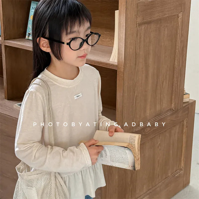 長袖Tシャツ キッズトップス ペプラムフリル長袖チュニックTシャツ【mh0008963】