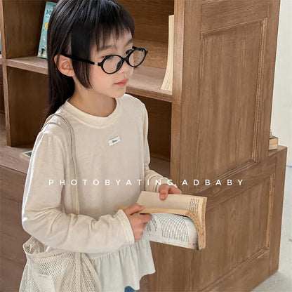 長袖Tシャツ キッズトップス ペプラムフリル長袖チュニックTシャツ【mh0008963】