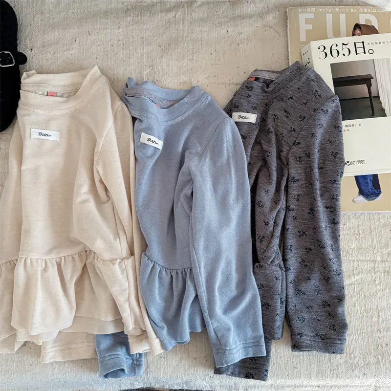 長袖Tシャツ キッズトップス ペプラムフリル長袖チュニックTシャツ【mh0008963】