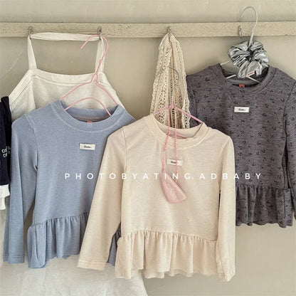 長袖Tシャツ キッズトップス ペプラムフリル長袖チュニックTシャツ【mh0008963】