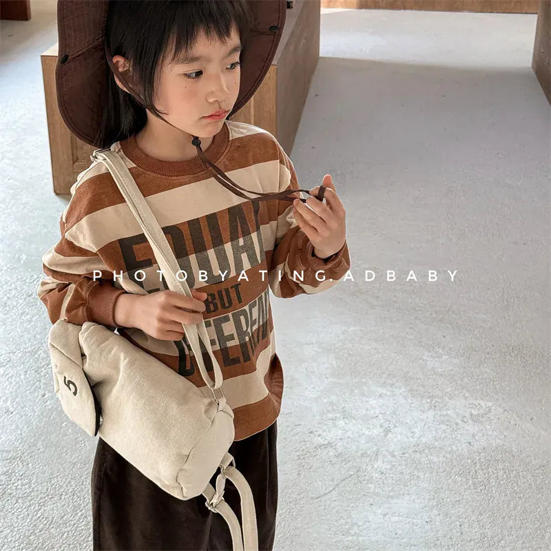 長袖Tシャツ キッズトップス ボーダー/無地ロゴプリント長袖Tシャツ【mh0008965】